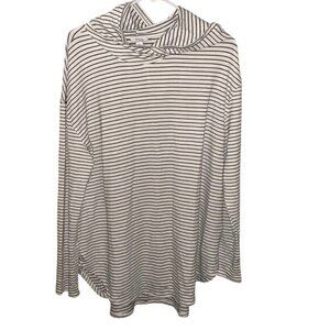 Plus size- Womens striped long sleeve with hood.
